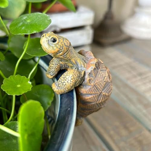 Figure Plant Pot Hanger Cute Climbing Tortoise Flower Pot Hanger Figurine Decorations for Plant Pots