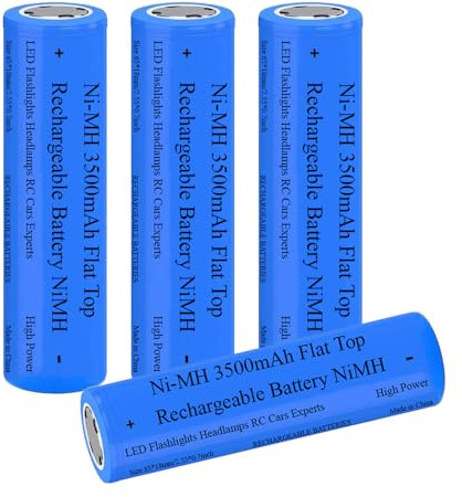 4 Packung NiMH Akkus Wiederaufladbarer 3500 mAh, NI-MH Flache Oberseite Batterie für Taschenlampe, Kamera, Türklingel, Mit Batterieschutzbox, Größe:18mm * 65mm / 0,7in * 2,55in