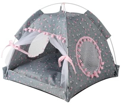 Tragbare Zusammenklappbare Hund Zelt, Katzen Zelt Outdoor katzenzelt Wasserdichtes Hundezelt， Hundebett Kuschelig Haustierbett mit Tiermatratze Weich Tierbett (qingse,50 * 50CM 15 Pfund)
