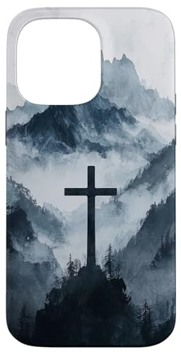Christliches Kreuz Berg Natur Aquarell Jesus Glaube Gott Hülle für iPhone 14 Pro Max