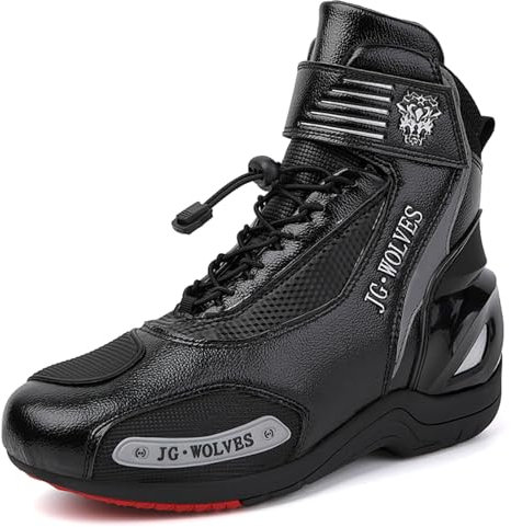 Hiuzylqx Stivali da Moto da Uomo, Antiscivolo Impermeabili Equitazione Moto Casual Strada Traspiranti con Supporto per la Caviglia, Shift Pad,Black a,40 EU