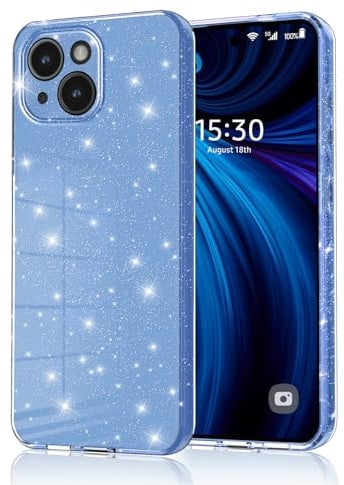 Eherui Handyhülle für iPhone 15 Glitzer, Silikon TPU Anti-Fingerabdruck Hülle,Stoßfeste Schutz Case Dünn Kratzfest und Absturzsicherung Schutzhülle für iPhone 15 Case,Blau