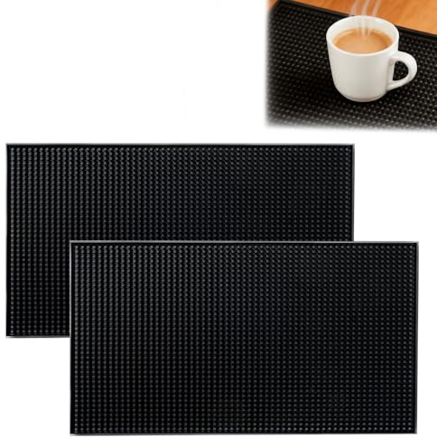 Vlecexs 2 Stück Barmatte, Kaffee Tamper Mat, PVC Tamperstation Mats Pads, Überlaufmatte Schnell Trocknend für Bar Küche Café Restaurants Theke (30 x 20 cm)