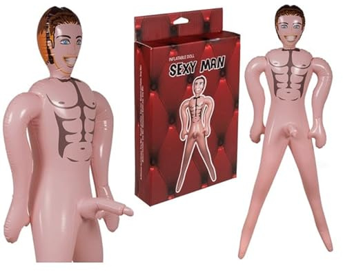 Muñeco hinchable, Sexy Man, aprox .155 cm. Fiestas, despedida de soltera. Caja de Regalo.