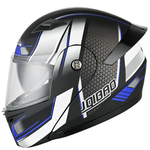 Integriert Klapphelm Motorradhelm Flip-Up Motorradhelm Jethelm Retro DOTECE-Zertifizierung Motorrad Helm Mit Doppelvisier Fü Herren Damen Retro Helm Herausnehmbares Futter H,M:57-58CM
