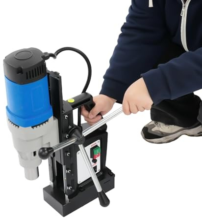 MIUKYUI Taladro magnético industrial de 1680 W, juego completo con accesorios y fusibles de repuesto para máxima seguridad en obras