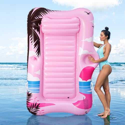 MoKo Tanning Pool Luftmatratze | Tannng Bed mit Getränkehalter, Loungesessel, Bräunungspool, Groß Schwimmbett, Solarium Loungesessel Pool Spielzeug