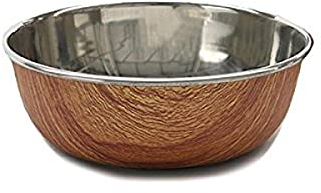 Rosewood Stylish Non Slip Wooden Effect Stainless Steel Dog bowl, 2200 ml, X-Large