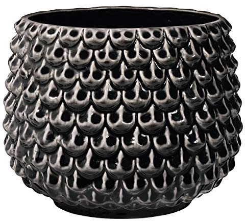 Bloomingville Pot de Fleur Pinecone - Pots de Fleurs décoratifs Couleur pour intérieur Style rétro créatif L (16,5 cm ø), Noir, Céramique