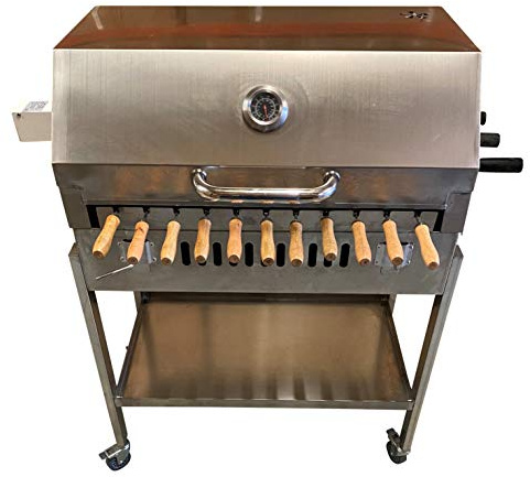 Stainless Steel Cypriot Greek Rotisserie Charcoal BBQ with Lid