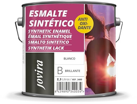 JOVIRA PINTURAS Esmalte Sintético Antioxidante. Esmalte directo sobre oxido. Para la protección y decoración de superficies de madera, hierro y acero. Brillante (2,3 Litros, Blanco)