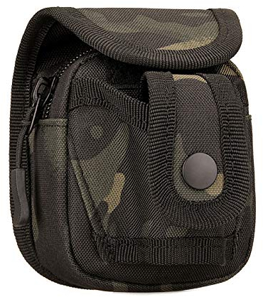 Huntvp Taktisch Schleudertasche, Slingshot Kugeltasche, Aufbewahrungstasche für Schleudermunition/ 6/8/10mm Stahlkugeln/Steinschleuder/Schleuder/Zwille, Molle Gürteltasche, Camouflage