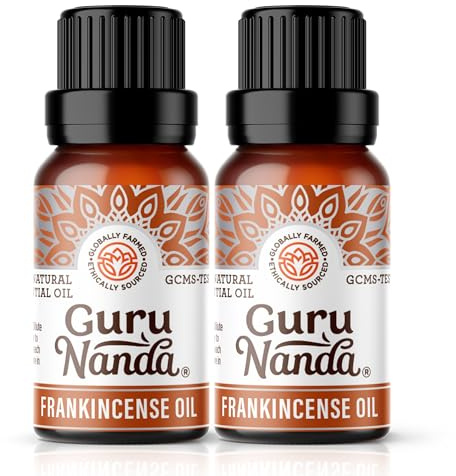 GuruNanda Frankincense Essential Oil, 100% Pure, Natural and Undiluted Diffuser Oil for Aromatherapy, Massages & DIY Recipies, Promotes Comfort & Supports Radiant-Looking Skin (2X0.5 fl Oz)