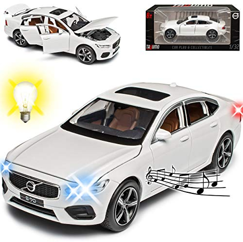 NEW Volvo S90 Limousine Pearl Weiss Ab 2016 mit Licht und Sound 1/32 Tayumo Modell Auto mit oder ohne individiuellem Wunschkennzeichen