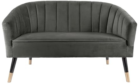 Leitmotiv [DL] Sofa Royal Velvet Taupe Green 128 x 72 x 80cm, Black Wooden Legs -