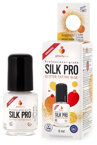 Silk Pro Colle (usage professionnel) pour tatouage à paillettes – Fabriqué en UE, Hypoallergénique (5ml)