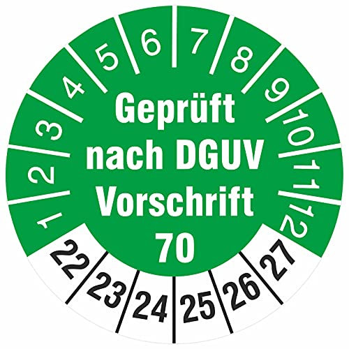 2500 Prüfetiketten geprüft nach DGUV Vorschrift 70 18 mm Prüfplaketten Fahrzeuge BGV D29 2022-27