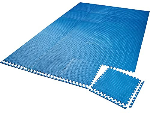 TecTake Lot de Tapis de Protection Tapis de Fitness | Antidérapant, antitaches | Système emboîtable Extensible - diverses quantités et modèles (24x Bleu | no. 404134)