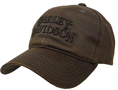 Wisconsin Harley-Davidson Herren H-D Bestickte Schrift Braun Stone Washed Verstellbare Baseballkappe, Einheitsgröße, 5029510003F