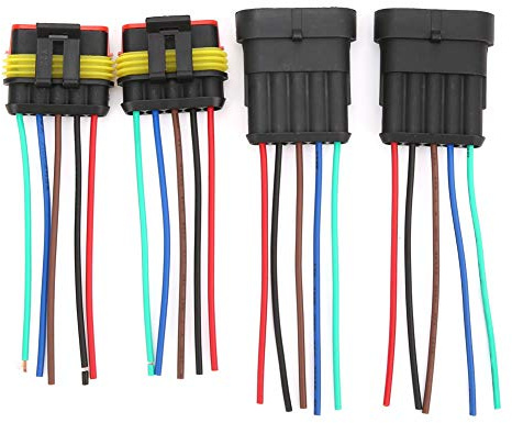 Kadimendium 2 Ensembles 4/5/6 Broches Voiture Connecteur électrique étanche Prise Voiture Fil Connecteur Mâle Femelle Connecteur avec Câble Métallique(5P)