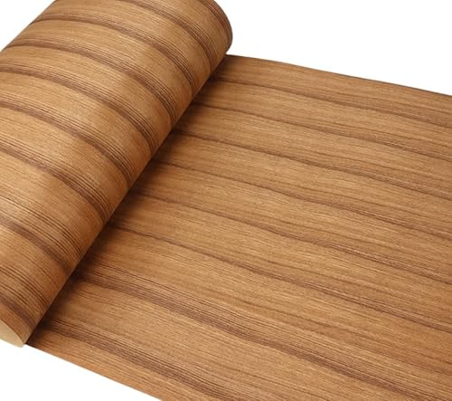 Aibote Feuille de placage en Bois de Teck Naturel Royal Thailand (60x250CM)Feuilles de Restauration de Meubles pour la Maison, l'hôtel La Table les Meubles de Cuisine, le Yacht(qualité AAA)