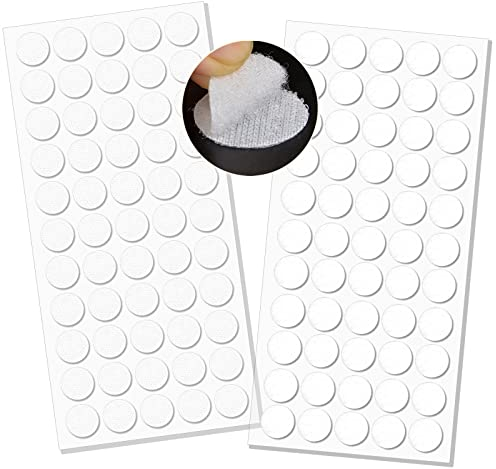 Klett Klebepunkte,Klettpunkte Selbstklebend 20mm,90 Stück Punkte 45 Paar Schlaufe Punkte Self Adhesive Klebend Klettverschluss für Papier,Metall,Kunststoff,Glas,Leder (Weiß)