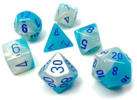 Gemini® Polyhedral Pearl Turquoise-White/blue Luminary™ 7-Die Set