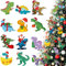 24 Pieces Christmas Dinosaur Ornament Wood Hanging Xmas Ornaments Christmas Tree Topper Dinosaur Ornaments Christmas Indoor Outdoor Party Decor for Kids Christmas Decorations (Stylish Style)