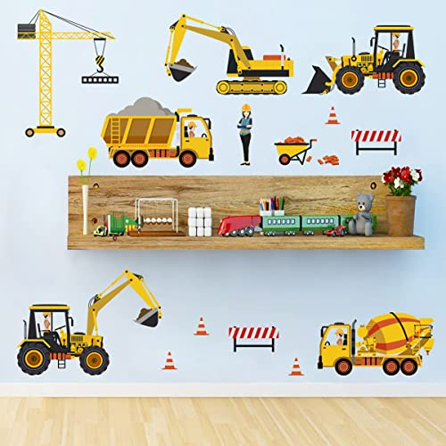 ENYACOS Bautransport auf der Straße Wandtattoo, Bau Baustelle Transporte Autos Fahrzeuge Wandtattoo Wandsticker Wandaufkleber Wanddeko für Wohnzimmer Schlafzimmer Kinderzimmer (A)