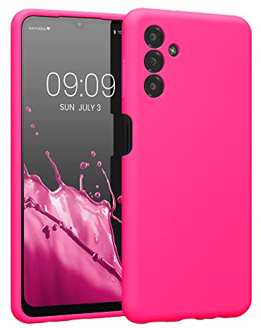 kwmobile Handyhülle kompatibel mit Samsung Galaxy A13 5G Hülle - gummierte Handy Case aus Silikon in Neon Pink