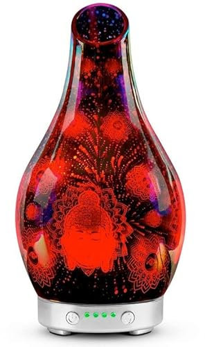 Bravich Desire Buddha Aroma Glass Vase Humidifier- Quiet Water Diffuser For Home: Bedroom, Office, Living Room & More. With Multi-Colour Night Light & Timer. Add Essential Oil To Purify Air