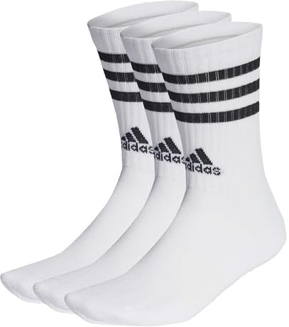 adidas 3-Stripes Cushioned Crew Socks 3 Pairs, Calzini Unisex-Bambini, White/Black, 3-4 Anni