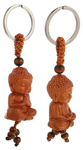 Garneck 2 Pièces Porte-clés Bouddha Porte-clés Amulette De Protection Feng Shui Trousseau De Pendentif Mini Bouddha Charme De Bouddha Décor Rétro Chanceux Le Fer De Voiture