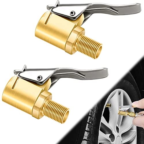 Lot de 2 mandrins à air de verrouillage en laiton, adaptateur de tuyau de gonflage de pneu pour connexion à visser pour verrouiller, sans fuite d'air, compresseur d'air, mandrins de pneu, buse de pneu