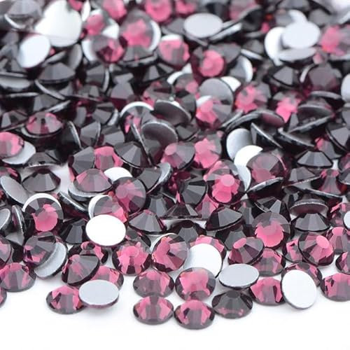 Großhandel 100 Brutto SS6 8 10 12 16 20 30 Kristall Rosa Violett Flache Rückseite Glas Strass Bulk Kleber auf Nageldekoration Stein-20 Amethyst, SS8 100gr 14400 Stück