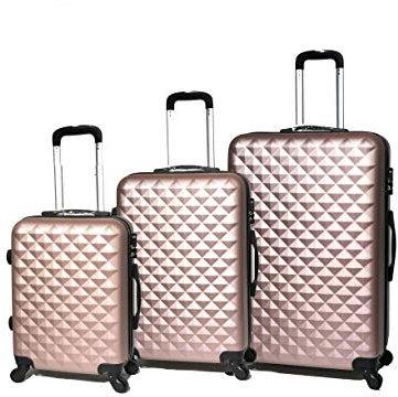 CELIMS – Set de Valises 3 Pièces | Cabine + Moyenne + Grande | 55cm + 65cm + 75cm| Bagages Légers et Rigides | Rose Gold
