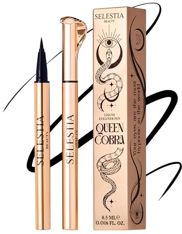 SELESTIA BEAUTY Black Liquid Eyeliner Pencil Queen Cobra – Long-Lasting – Quick-Drying, No Flaking – Thin Applicator & Intense Color – 0.016 fl.oz