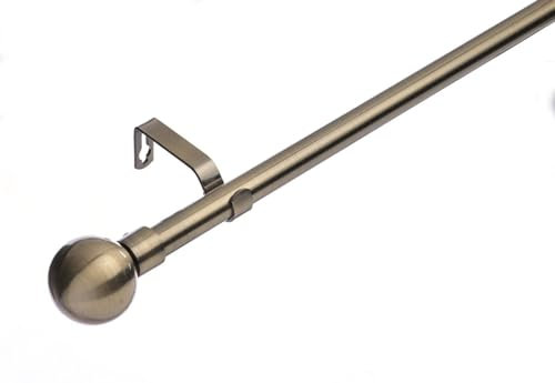Lister Cartwright 19 mm Extendable Metal Curtain Poles, Antique Brass (Ball Finials, 210-320 cm)