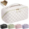 Bestash Reise Kosmetiktasche Damen mit Großem,Tragbare Reise Make Up Tasche,Wasserdichter Schminktasche kulturtasche mit Trennwand Tasche Organizer(Milch-Aprikosenweiß)