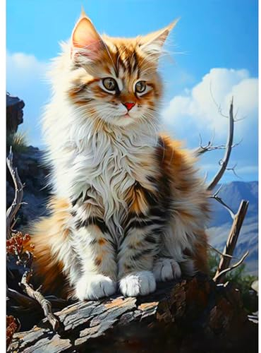 CEOVR Diamond Painting Erwachsene Katze 5D Diamond Painting Bilder Kinder Tier DIY Diamond-painting,Tricolor Cat Diamond Painting Set für Dekoration,30x40 cm