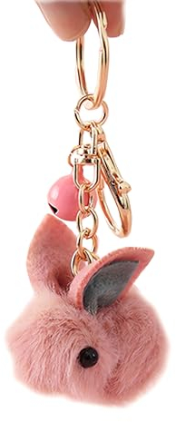 ViWaVee Schlüsselanhänger mit Karabiner mit Weichem Plüsch, Niedlicher Hasen Anhänger für Autoschlüssel. Geschenk für Frauen, Freundin, Kollegin, Freunde. (Rosa)