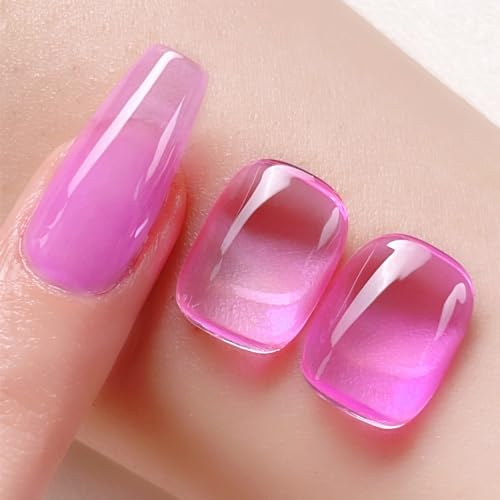 Born Pretty 15ml U V Nagellack Shellac - Eis Jelly Heißes Rosa Gel Nagellack Transparentes Neon-Pink Natürlich Transluzent Schellack Nagellack Gelee 30% Eis Jelly