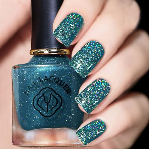 Diamond Glitter Nail Polish,Glitter Nail Varnish Magnet Glitter Long Lasting & Quick Dry Nail Polish, Auroras Shining Nail Polish No Need Cure Nail Paint Manicure At Home (20#Turquoise)