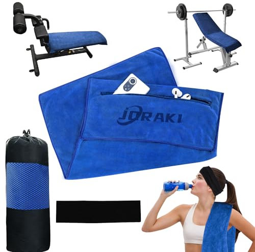 JORAKI Fitness Handtuch 120x50cm, Mikrofaser Sporthandtuch mit Reißverschlusstasche, Gym Handtuch Ultra-saugfähig & kompakt Handtücher für Fitnessstudio und Training, mit Sport Stirnbänder