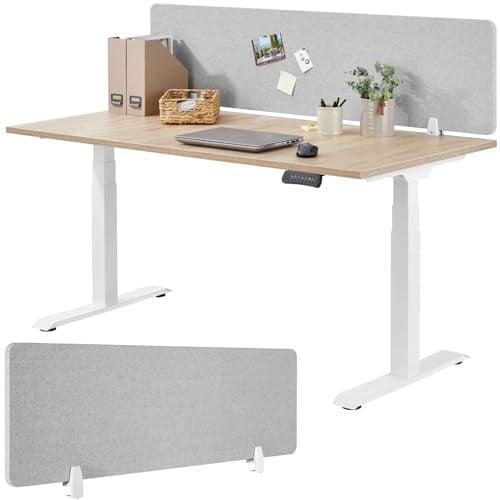 TecTake® Cloison Amovible sans percage pour Bureau Anti-Bruit et Protection visuelle, Paravent Interieur, idéal Open Space et télétravail pour insonorisation, Montage Facile, Accessoires Bureau