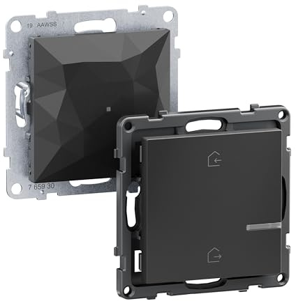 LEGRAND, SEANO with Netatmo Unterputz-Gateway, Funk-Gateway, Master-Switch „Kommen/Gehen“, LED-Batteriestatus, 3 V-Batterie (8 Jahre Lebensdauer), Wandsender, Smart Home-Set, Farbe: Anthrazit, 765930