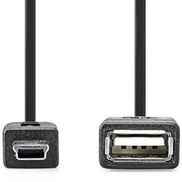 Nedis USB-Adapter - USB 2.0 - Mini 5-Pin Stecker - USB-A Buchse - 480 Mbps - OTG - 0.20 m - Rund - Vernickelt - Schwarz - Box