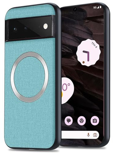 Yhsvie Magnetic Mobile Phone Case for Google Pixel 6A Cover Compatible with MagSafe,Thin Anti-Fingerprint Protective Case,Shockproof Cover for Pixel 6A 5G with TPU Bumper for Car Holder-Green