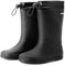 DREAM PAIRS Kids Stivali da Pioggia con Cordoncino Regolabili Stivali da Pioggia in Gomma Leggera Antiscivolo per Ragazzi e Ragazze,Size 28,Nero,SDRB2401K