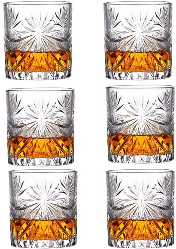 Scizorito Whiskey Gläser Set von 6, Geeignet für Bars, Partys, Familienfeiern, Herrengeschenke (300ml, Blumendiamant)